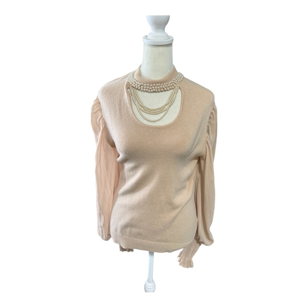 Antwelfth Blush Pink Blouse with Pearl Accents Size XL